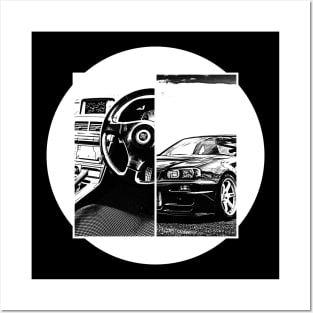 NISSAN SKYLINE GT-R R34 Black 'N White 5 (Black Version) Posters and Art